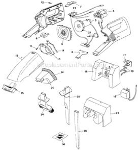 Page A Diagram and Parts List for DB4400 Type 1 Black and Decker Upright Vacuum